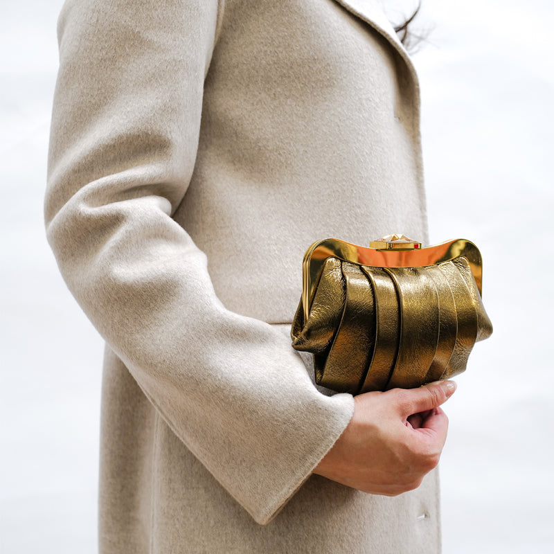 Raphael Metallic Gold Clutch