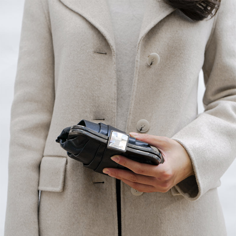 Raphael Metallic Clutch in Navy