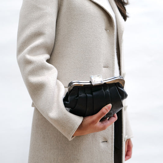 Raphael Metallic Clutch in Navy